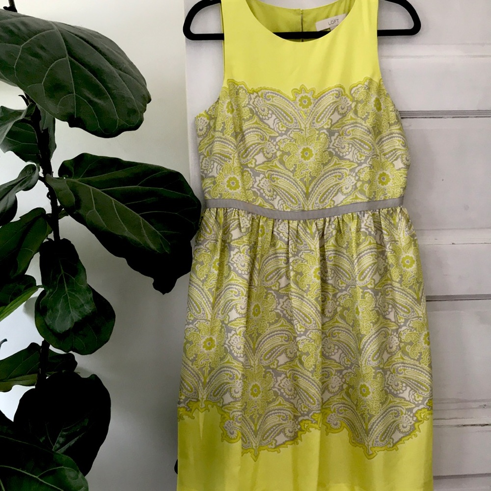 Yellow and Gray Ann Taylor Loft Sundress, size 6